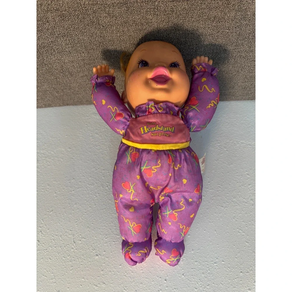 Vintage Toy Biz Baby Headstand Surprise Purple Outfit Stuffed Plush Toy 27896